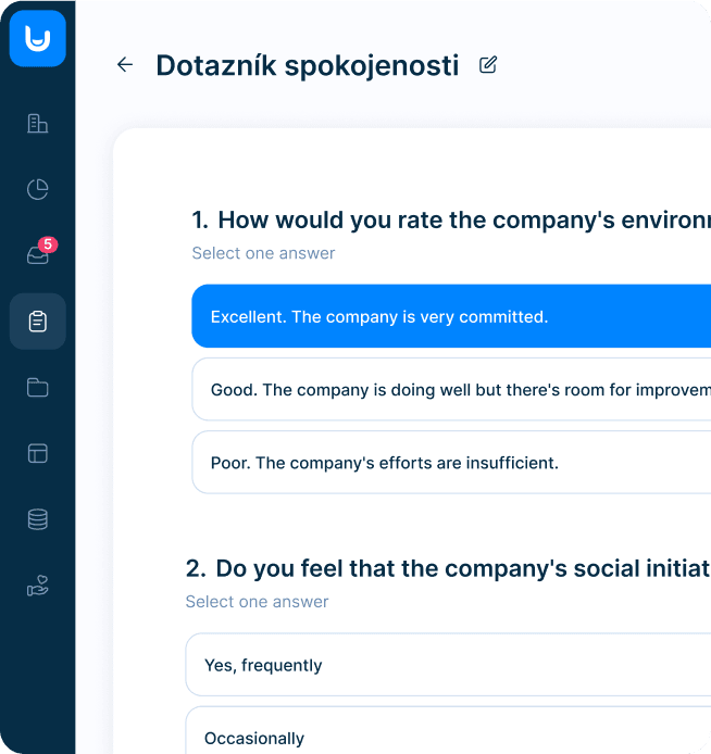 Screenshot from Faceup app showing example of Employee survey